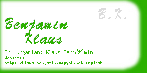 benjamin klaus business card
